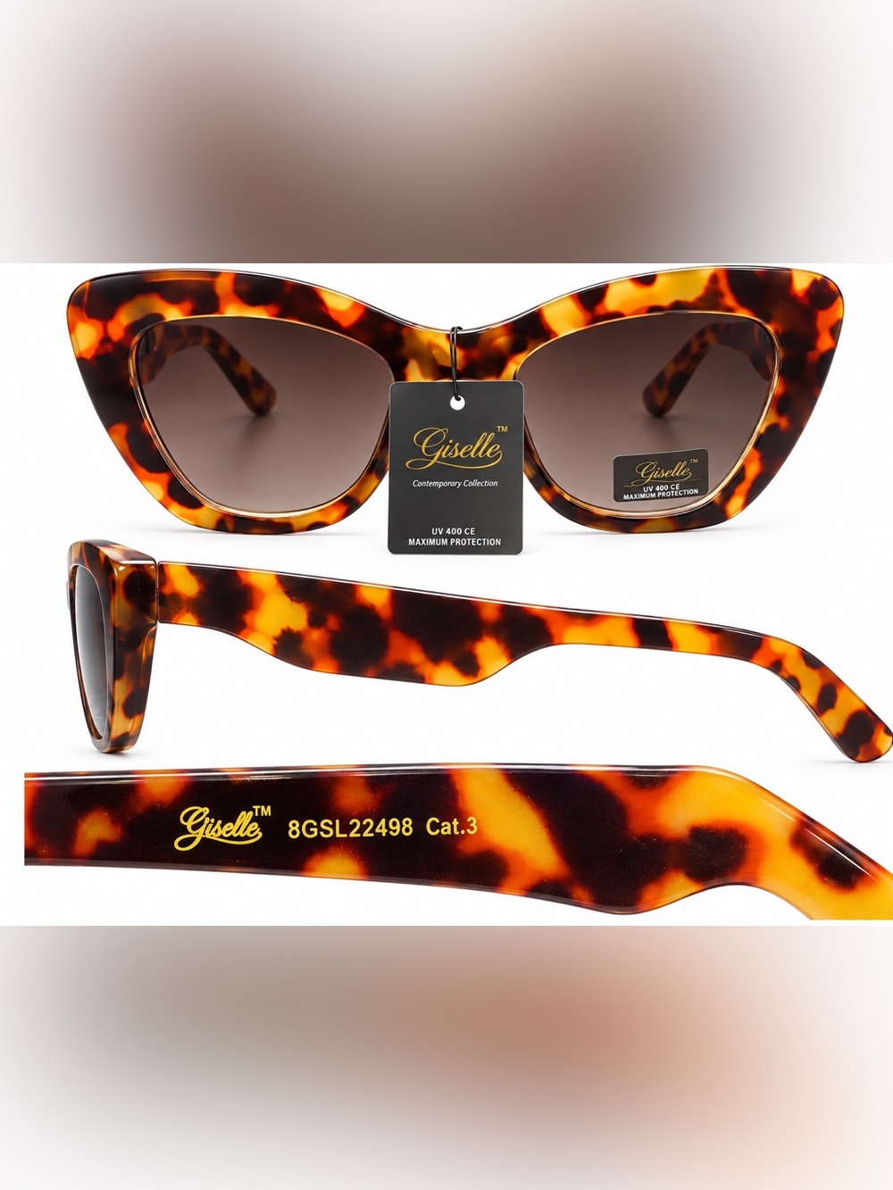 Giselle Tortoiseshell Cat-Eye Sunglasses - Brown ( No Case)